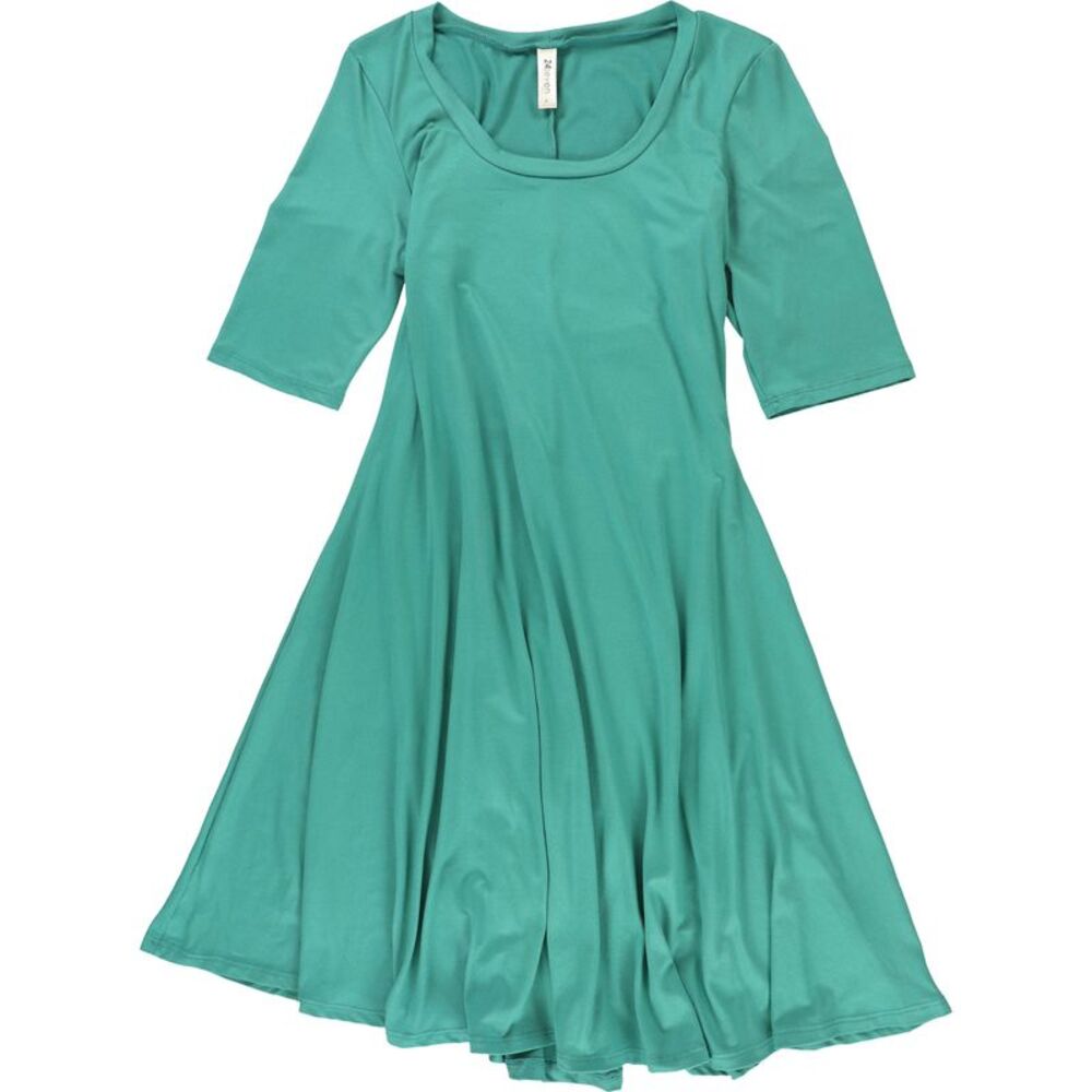 24seven Womens Solid Elbow Sleeve A-line Dress, Green, XL, DM